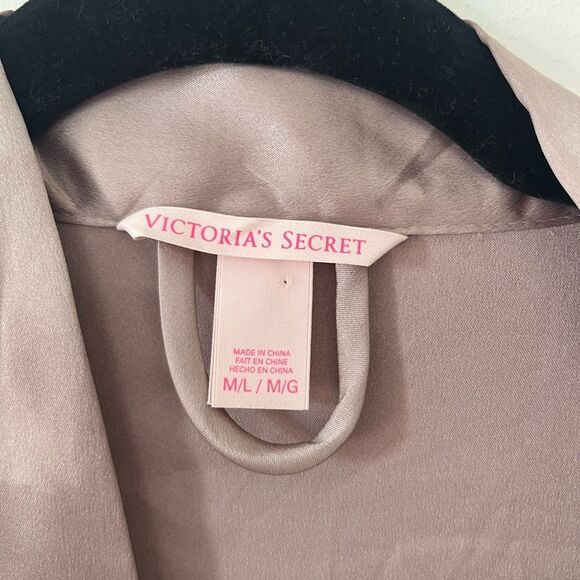 Victoria's Secret Satin Mauve Kimono Sleeve Short Wrap Robe Dress Gown - Picture 6 of 7